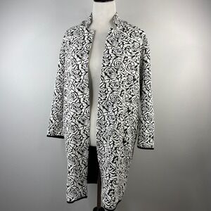 Philosophy Republic Clothing Womens Rose Jacquard Open Front Duster Cardigan L